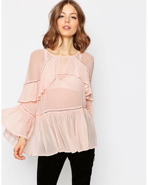 ASOS |  Pink Stacked Ruffle Blouse |  List