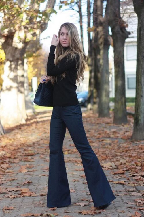 Flare Trousers And Cuff Sleeves