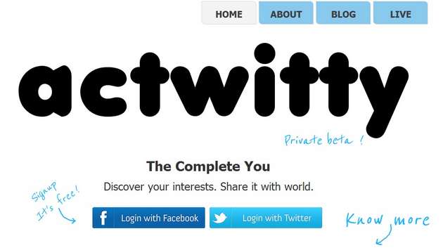 "Actwitty : Find Your Interests And Share With The World"